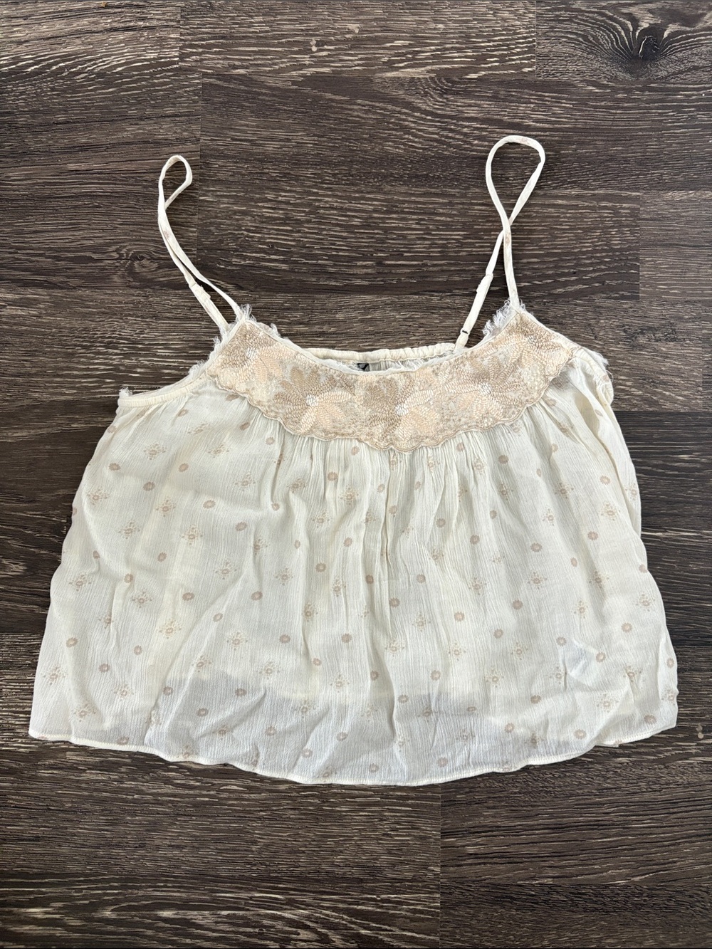 Cream floral tank top